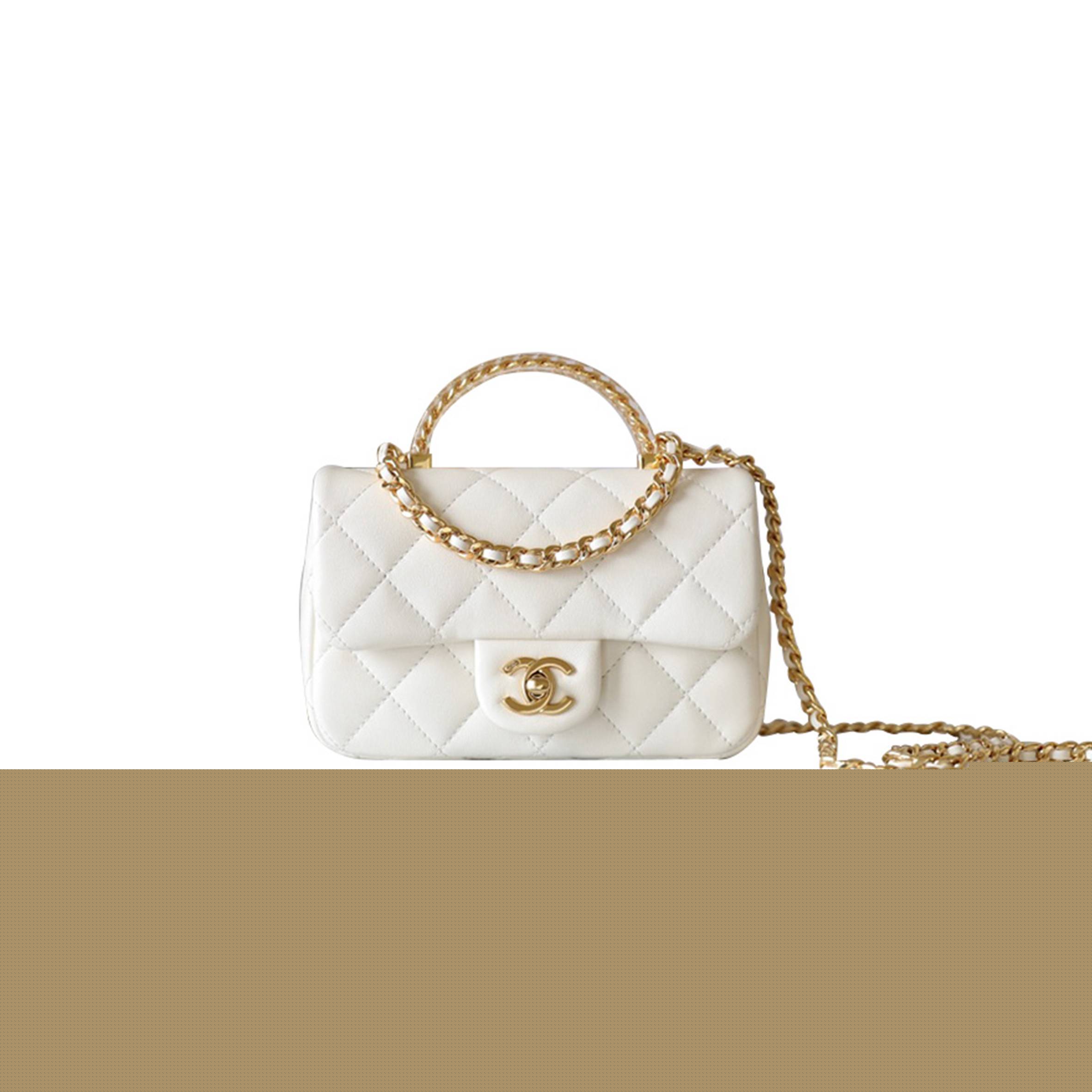 Ch*el master 24s transparent handle mini cf white bag as4847 (19*12*6cm)